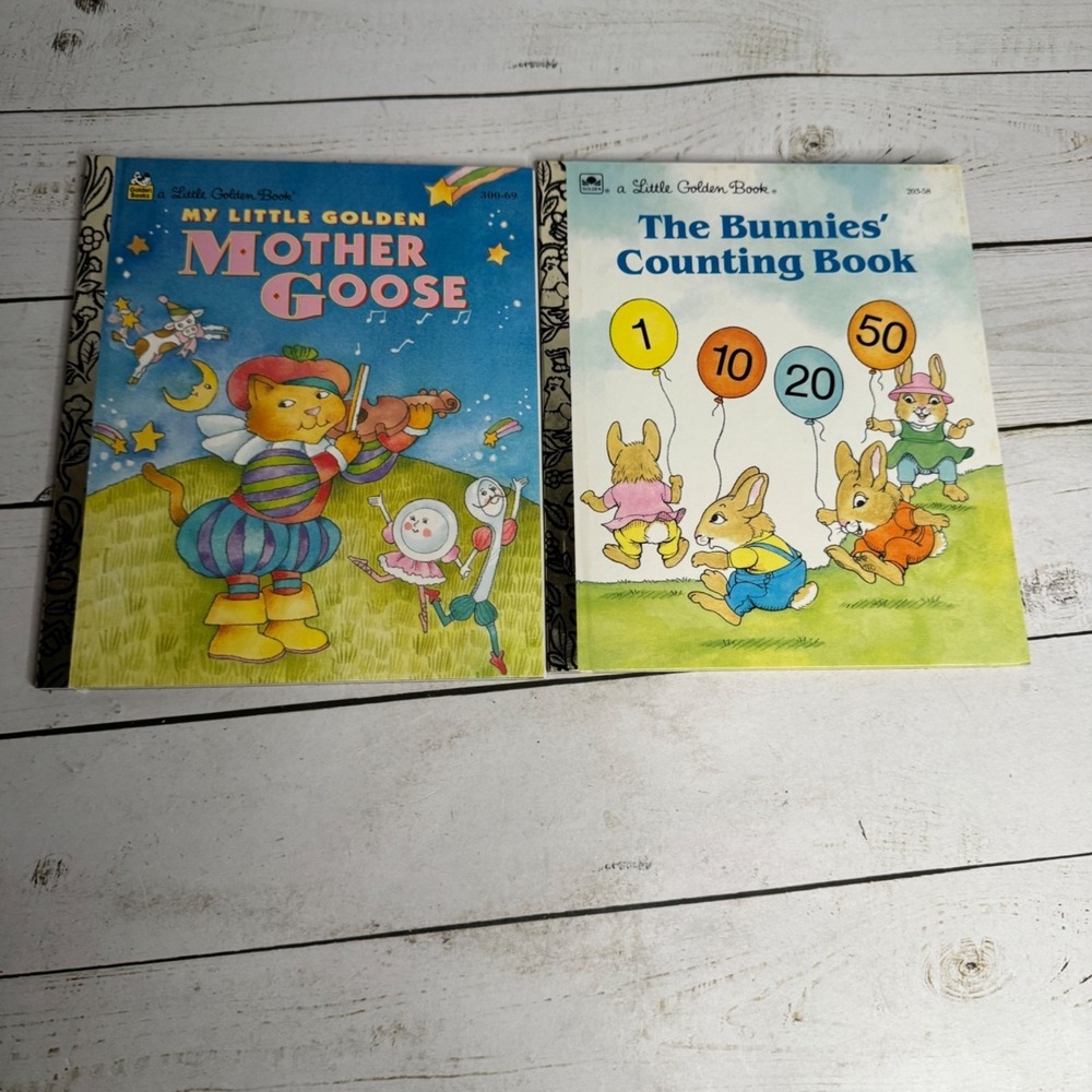 Little Golden Book Lot of 2 Mother Goose Bunnies Counting Like New